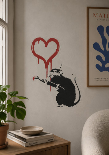 Banksy love rat sticker wall - rat, /