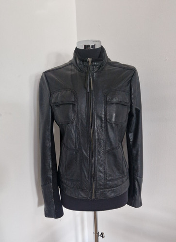 Mango black leather - black,