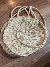 Primark Womens 25x25cm Round Wicker Tote Bag (EX COND)