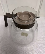 Vintage 1960s 1970s Glass Coffee Jug Pot Brown Handle Mid Century Pyrex? 