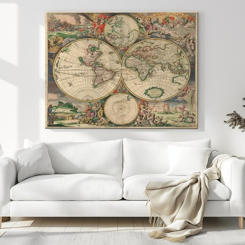 Antique world map canvas - antique,