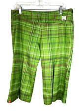 Skunk Funk Elisenda Womens Green Bermuda Plaid Knicker Pants Size 5 NWT Side Zip