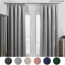 Dreamscene Pencil Pleat Blackout Curtains PAIR of Ready Made Thermal Tape Top