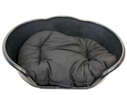Medium black plastic dog - dog, /