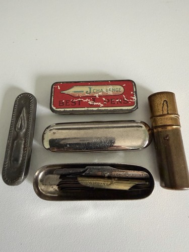 Four vintage metal dip - four, nib