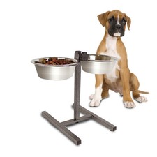 Double Dog Bowls Stainless Steel Set For Food Water with Adjustable Height Stand