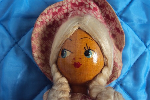 Vintage polish wooden peg doll - vintage,