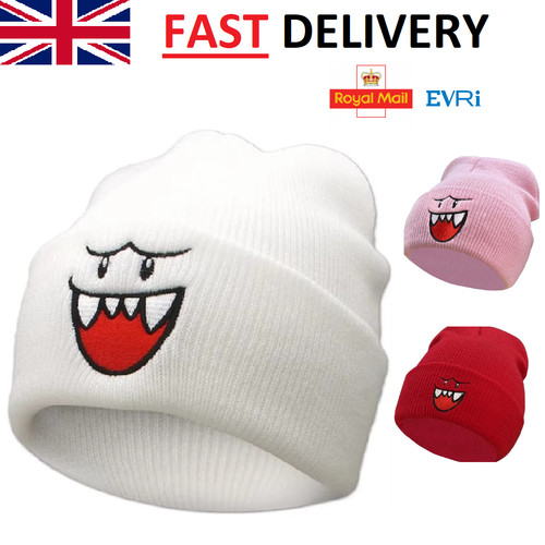 Super mario boo knitted beanie - knitted,