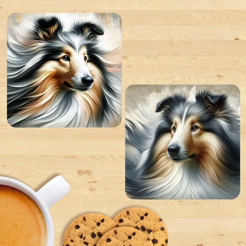 Rough collie dog coasters set - collie, coasters,