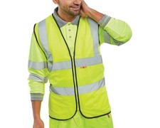 BSEEN YELLOW HI VIZ VIS FLAME FIRE RETARDANT WAISTCOATS EN533 ZIP FRONT VEST