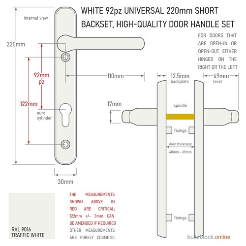 White upvc door handles pair - door,