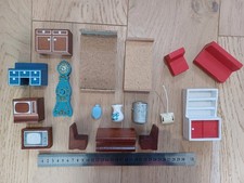 Vintage Wooden 50s/60s Dollhouse Furniture Bundle. See Photo For Scale.