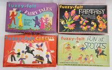 Vintage Fuzzy-Felt Set x 4 - Fantasy Fairy Tales Fun At Sports Circus