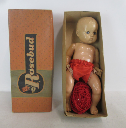 Vintage rosebud baby doll 35cm - rosebud,