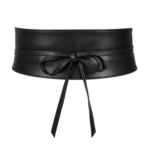 Plus size black leather obi - plus,