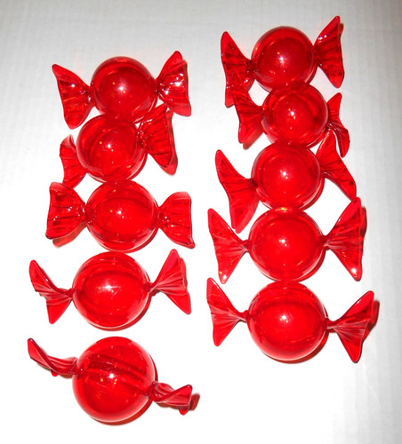 Red empty candy containers - red,