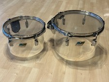 Vintage 1970's Ludwig Clear Vistalite Concert Toms with Pearl ISS Mounts