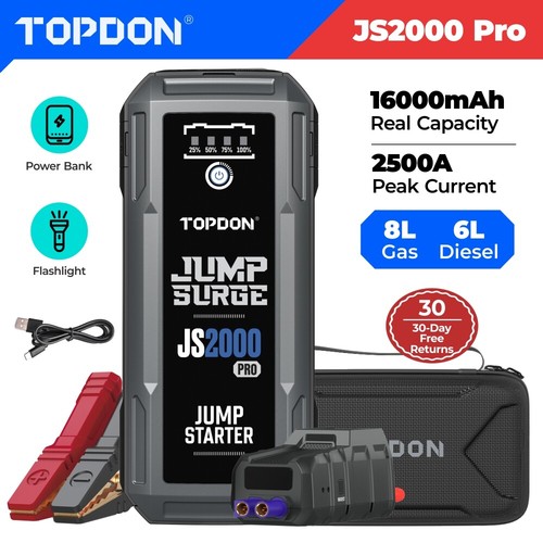 Topdon 2500amp usb car jump - usb,