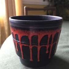 Roth West Germany Studio Art pottery red black drip glazed fat lava vase pot vgc