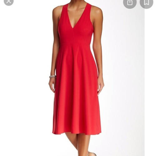 Halston heritage red neck - red, v-neck