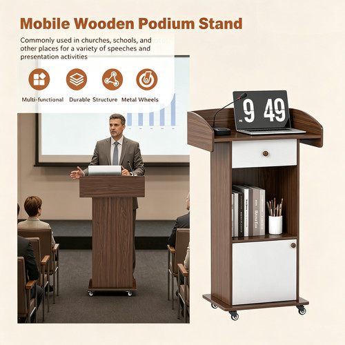 Wooden podium mobile - wooden,