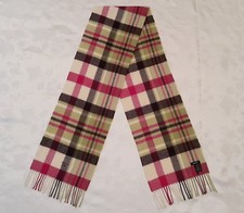 VINTAGE AUTHENTIC GANT PLAIDS & CHECKS LAMBSWOOL LONG MENS FRINGE SCARF