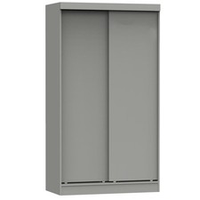Pemberly Row Modern Modern Wood Double Sliding Door Wardrobe in Light Gray