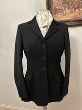 36” Vintage Black Ladies Wool Rosette Hunt Show Jacket Equestrian Coat