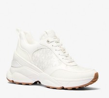 Michael Kors Katrina Wedge Sequin Trainer Bright White Size 9.5 New In Box $275