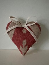 Susie Watson Padded Heart Door Hanger Red Sasha  Linen  Fabric