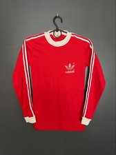 VINTAGE ADIDAS TEMPLATE 1980'S 1990'S  FOOTBALL LONG SLEEVE RED SHIRT SIZE XS