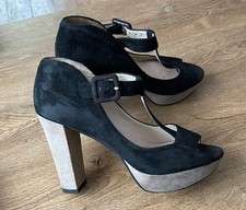 Clarks Sangria Moon Womens Black Suede Open Toe Shoes / Sandals - size UK 5D