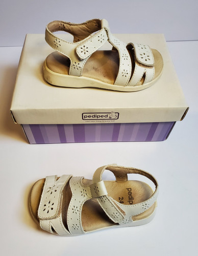 Girls pediped white - white, floral