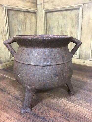 Antique cast iron cauldron - iron,