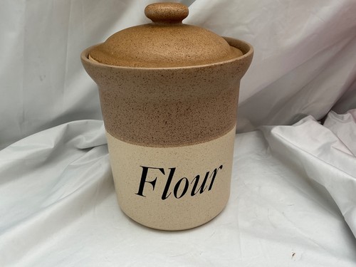 Vintage stoneware flour jar - stoneware,