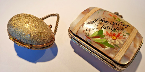 Antique brass chatelaine egg - antique,