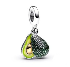 Avocado Fruit Green Gold Charm Silver Bracelet Charm