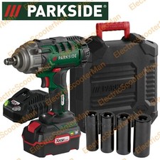 Parkside 20V Cordless Vehicle Impact Wrench + 4Ah Battery & Charger + 4 Sockets