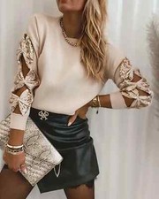 Sequin Bowknot Cut-out Jumper