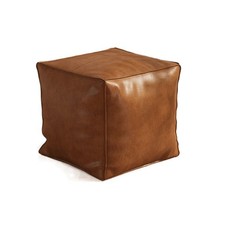 Unstuffed PU Leather Footstool Cover Square Pouffe Ottoman Storage Stool Home UK