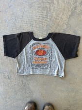 Vintage 70s Jack Daniels Country Whiskey Graphic Crop Top T Shirt Large Rare