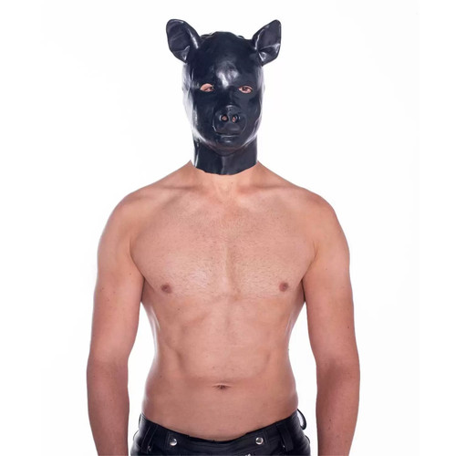 Latex pig hood bdsm - hood,