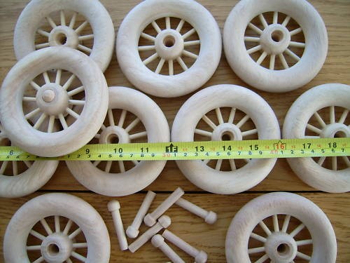 Spoked wooden wheels - 4x,