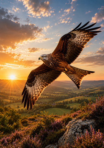 Red kite flight wall - kite, print