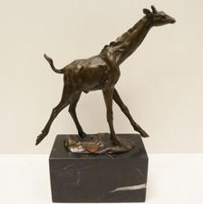 Statue Giraffe Wildlife Art Deco Style Art Nouveau Style Bronze Signed Sculpture