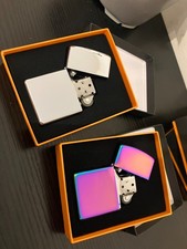 Lighter Metal Silver/Rainbow Petrol with Presentation Box