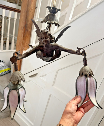 Large antique fairy flying - large,