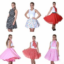Womens Polka Dot Rock N Roll 50s 60s Retro Skirt Fancy Dress Hen Party UK