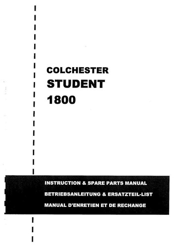 Colchester student 1800 lathe - colchester,