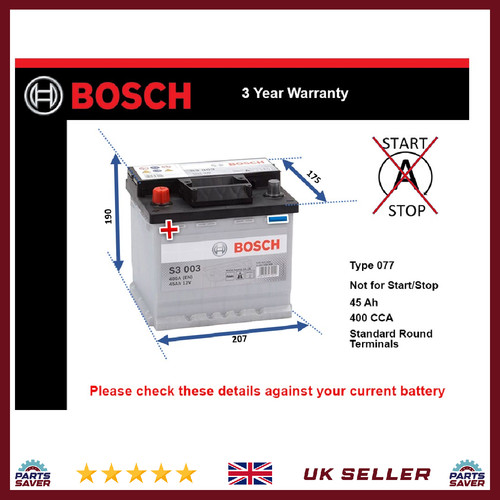 Car battery s3003 bosch 077 - s3003,
